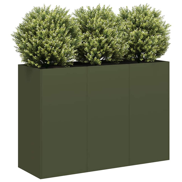 Vidaxx Pflanzgefäß 120x40x80 cm kaltgewalzter Stahl olivgrün