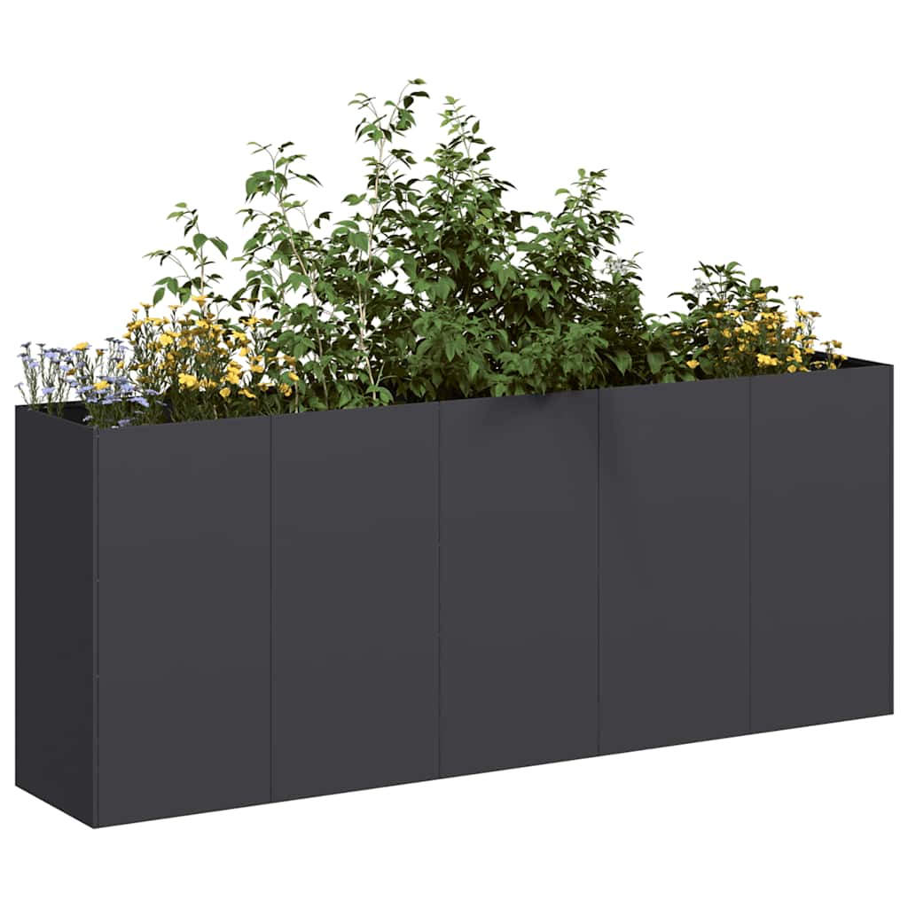 Vidaxx Pflanzgefäß 200x40x80 cm kaltgewalzter Stahl schwarz