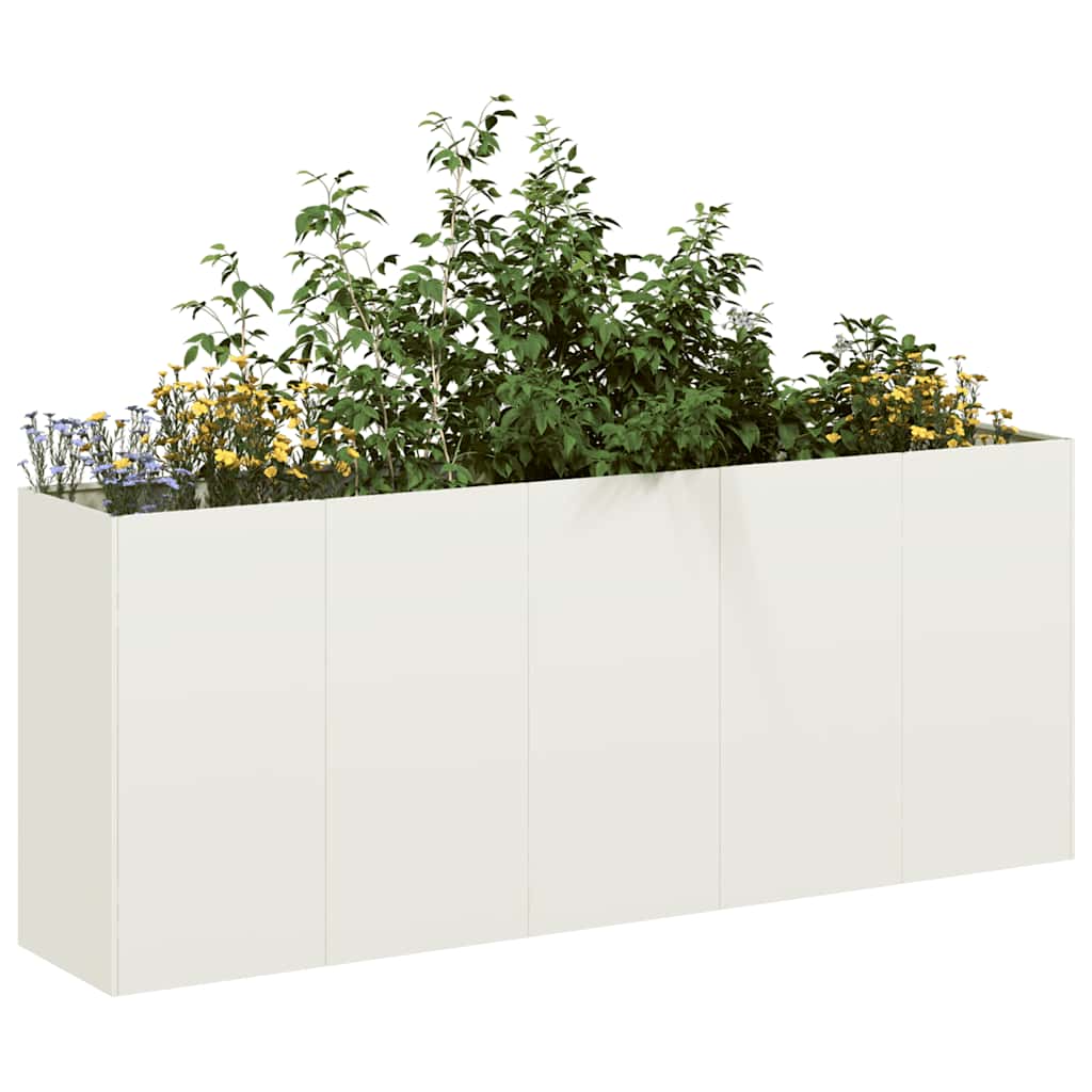 Vidaxx Pflanzgefäß 200x40x80 cm kaltgewalzter Stahl weiß