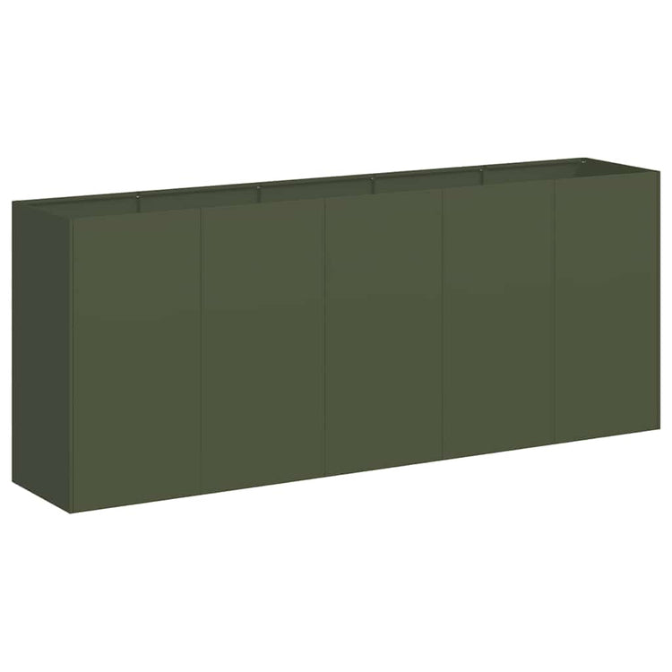 Vidaxx Pflanzgefäß 200x40x80 cm kaltgewalzter Stahl olivgrün