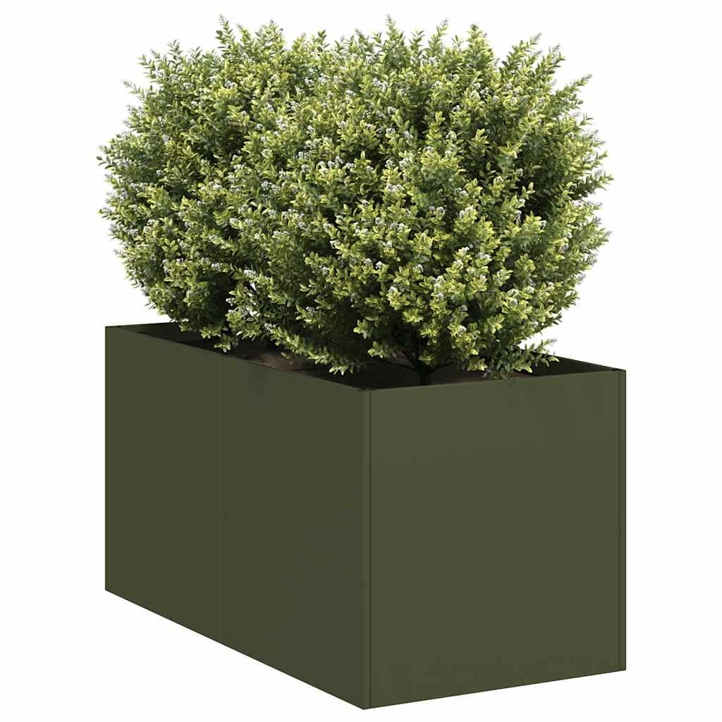 Vidaxx Pflanzgefäß 40x80x40 cm kaltgewalzter Stahl olivgrün