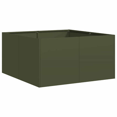 Vidaxx Pflanzgefäß 80x80x40 cm kaltgewalzter Stahl olivgrün