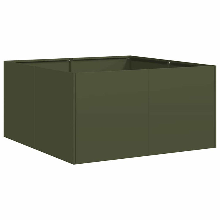 Vidaxx Pflanzgefäß 80x80x40 cm kaltgewalzter Stahl olivgrün