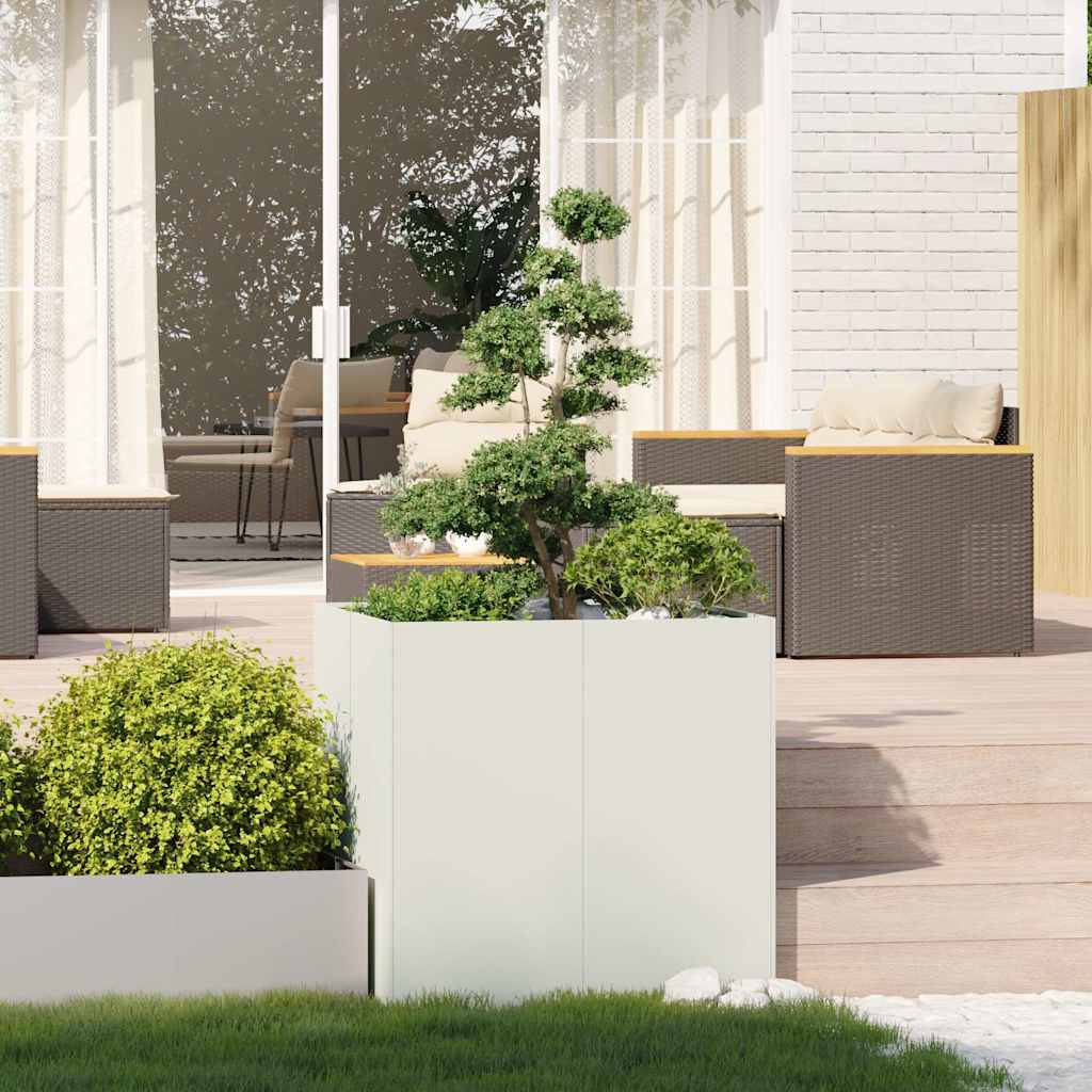 Vidaxx Pflanzgefäß 80x80x80 cm Stahl weiß