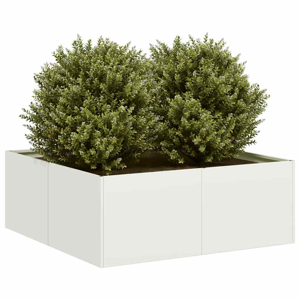 Vidaxx Pflanzgefäß 80x80x30 cm Stahl weiß