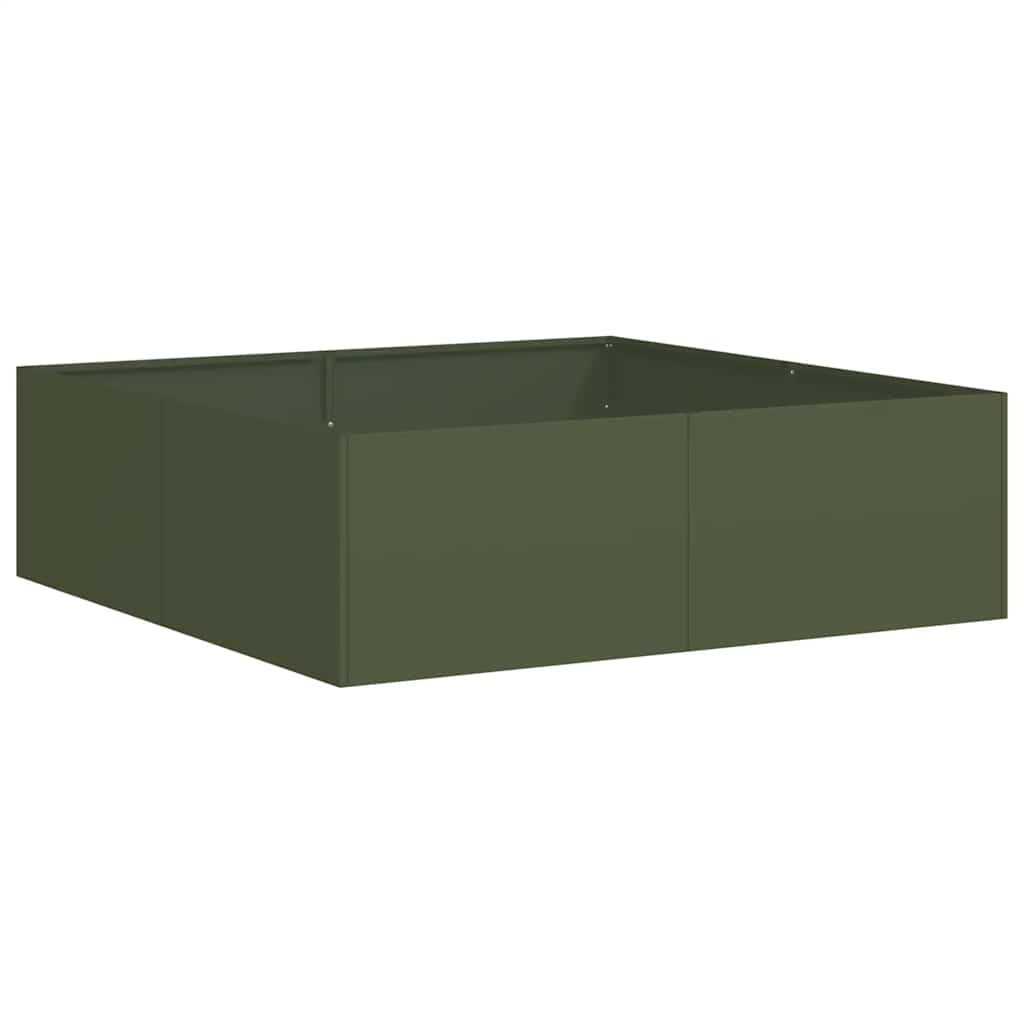 Vidaxx Pflanzgefäß 100x100x30 cm Stahl olivgrün