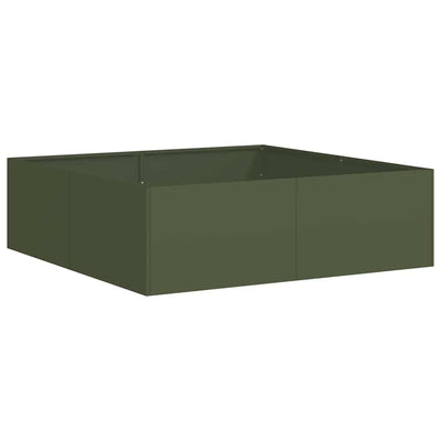 Vidaxx Pflanzgefäß 100x100x30 cm Stahl olivgrün