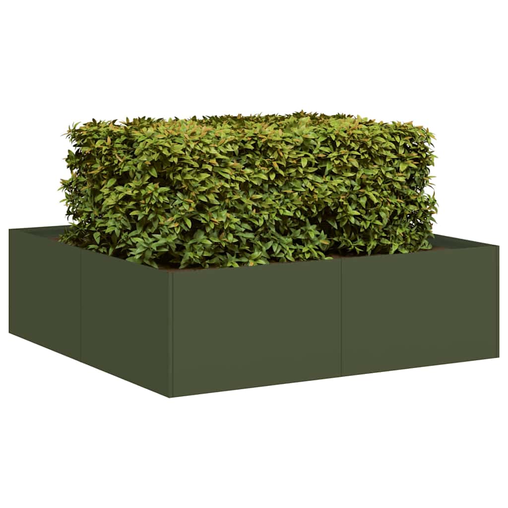 Vidaxx Pflanzgefäß 100x100x30 cm Stahl olivgrün