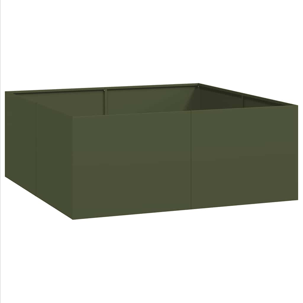 Vidaxx Pflanzgefäß 100x100x40 cm Stahl olivgrün