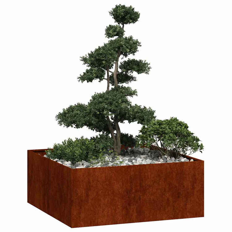 Vidaxx Pflanzgefäß rostig 100x100x40 cm wetterfester Stahl