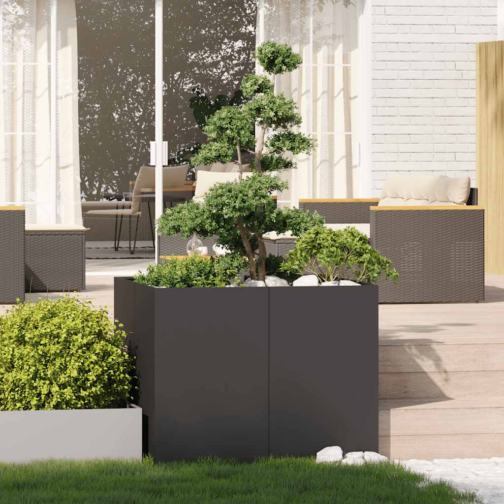 Vidaxx Pflanzgefäß 100x100x80 cm Stahl schwarz