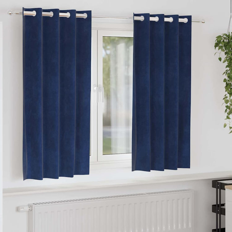 Vidaxl Verdunkelungsvorhänge 2 Stück dunkelblau 140 x 175 cm Samt