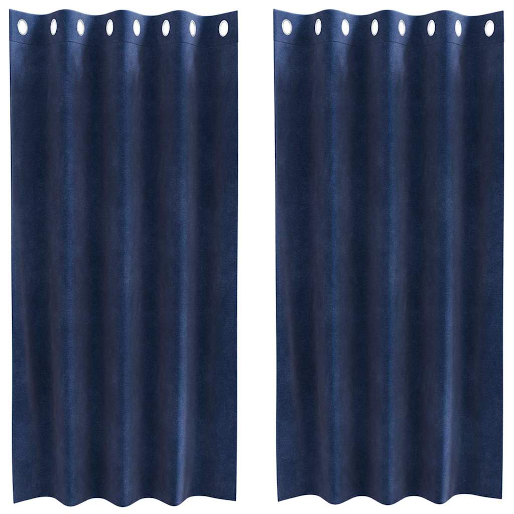 Vidaxl Verdunkelungsvorhänge 2 Stück dunkelblau 140 x 175 cm Samt