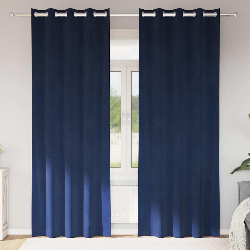 Vidaxl Verdunkelungsvorhänge 2 Stück dunkelblau 140 x 245 cm Samt