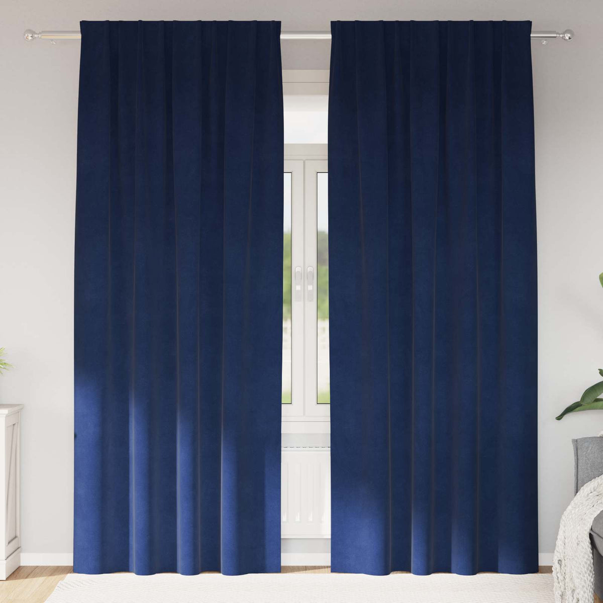 Vidaxx Verdunkelungsvorhänge 2 Stück dunkelblau 140 x 225 cm Samt
