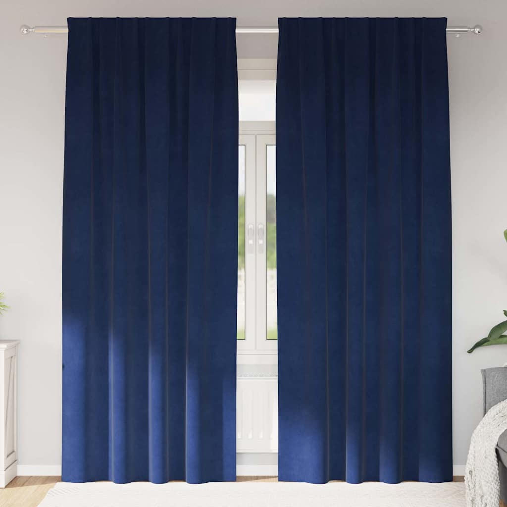 Vidaxl Verdunkelungsvorhänge 2 Stück dunkelblau 140 x 245 cm Samt