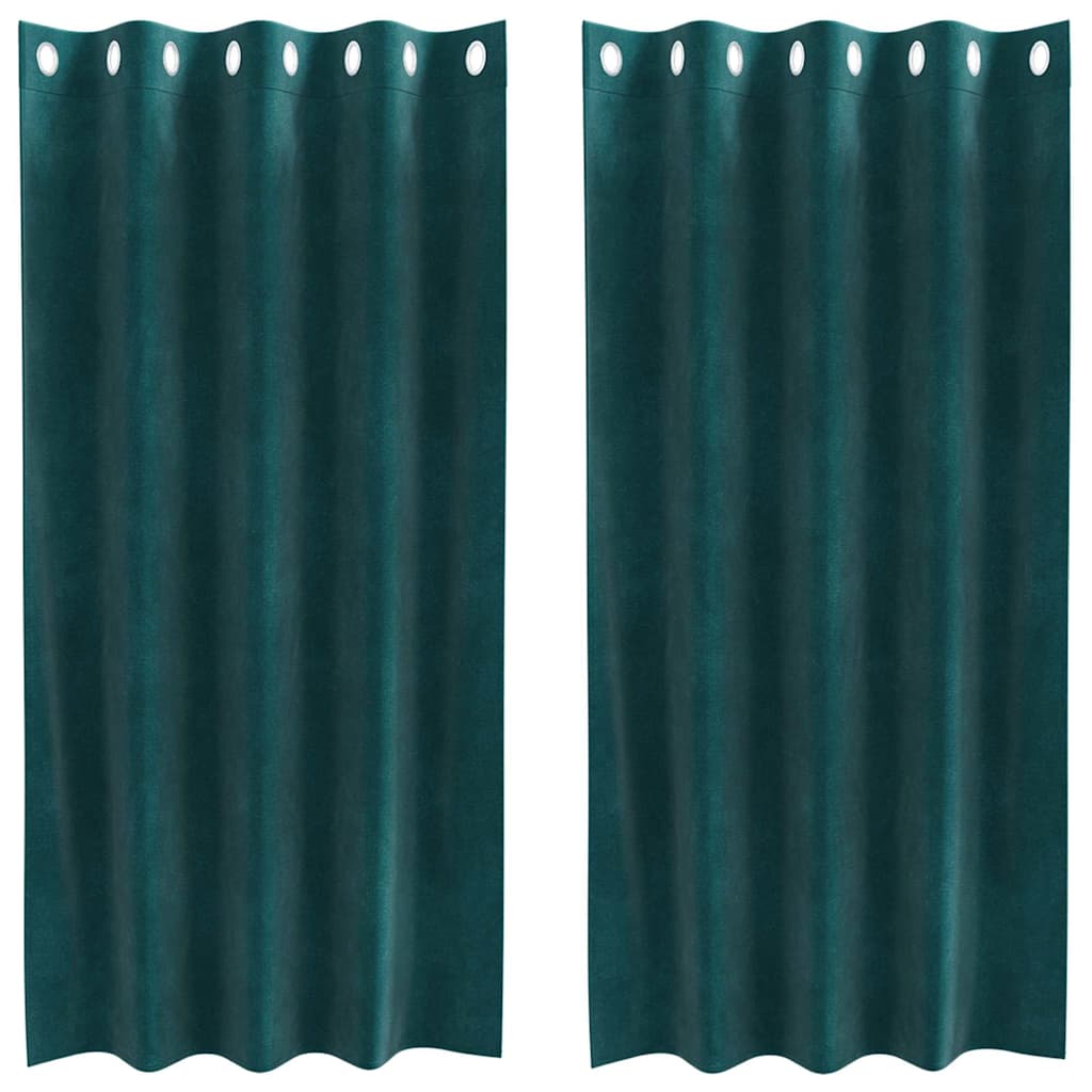 Vidaxx Verdunkelungsvorhänge 2 Stück dunkelgrün 140 x 175 cm Samt