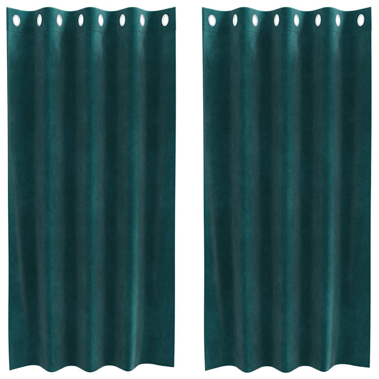 Vidaxx Verdunkelungsvorhänge 2 Stück dunkelgrün 140 x 175 cm Samt