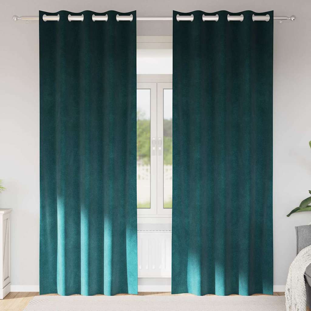 Vidaxx Verdunkelungsvorhänge 2 Stück dunkelgrün 140 x 225 cm Samt