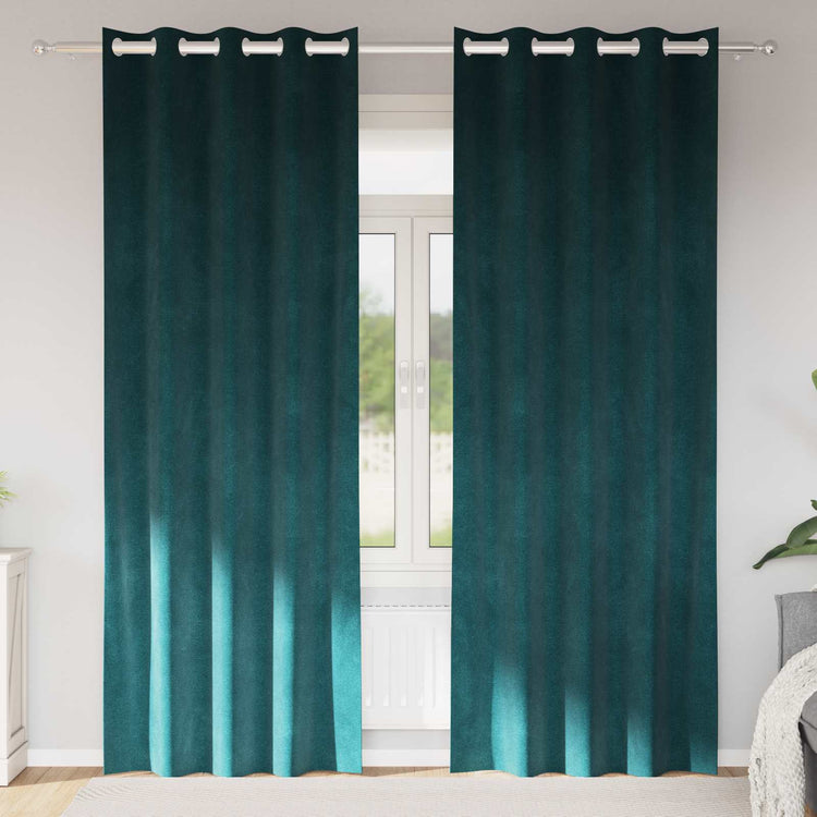 Vidaxx Verdunkelungsvorhänge 2 Stück dunkelgrün 140 x 245 cm Samt