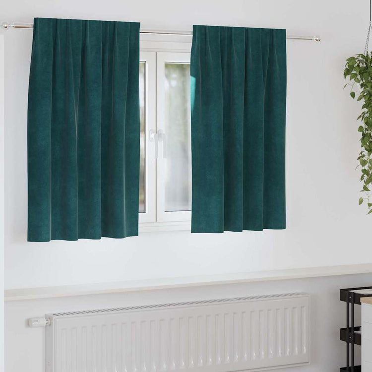Vidaxl Verdunkelungsvorhänge 2 Stück dunkelgrün 140 x 140 cm Samt