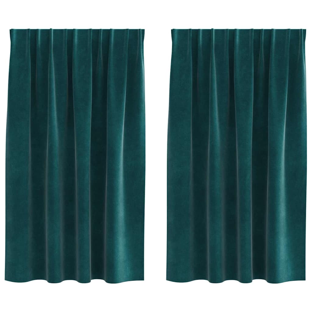 Vidaxl Verdunkelungsvorhänge 2 Stück dunkelgrün 140 x 140 cm Samt