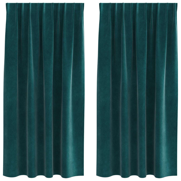 Vidaxx Verdunkelungsvorhänge 2 Stück dunkelgrün 140 x 175 cm Samt