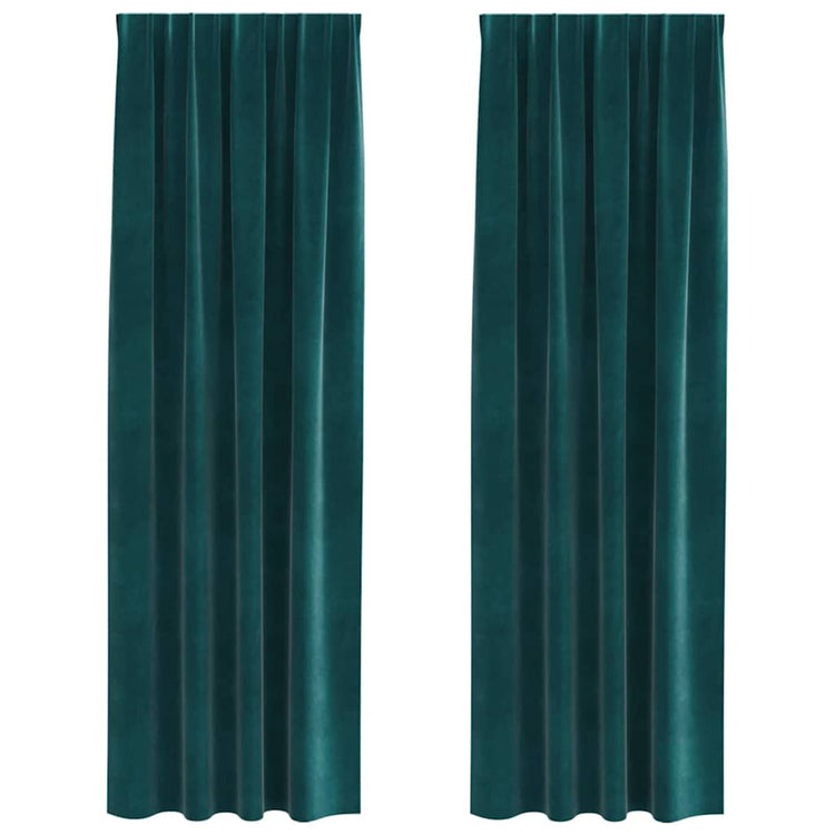 Vidaxx Verdunkelungsvorhänge 2 Stück dunkelgrün 140 x 225 cm Samt