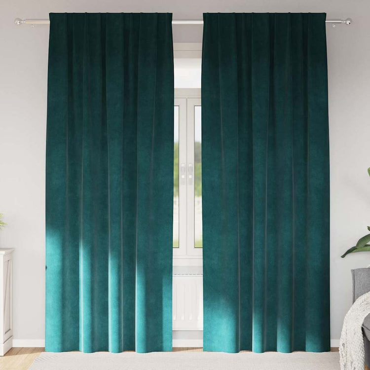 Vidaxx Verdunkelungsvorhänge 2 Stück dunkelgrün 140 x 245 cm Samt