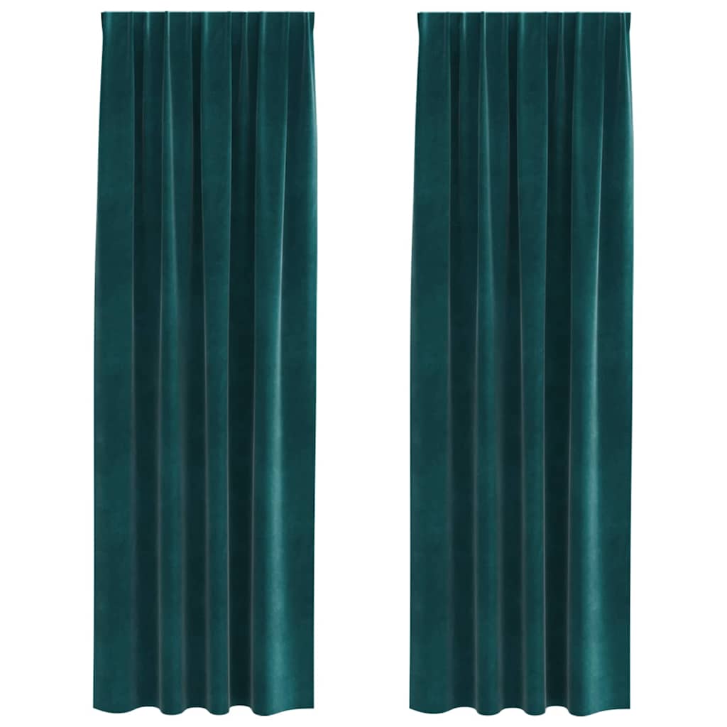 Vidaxx Verdunkelungsvorhänge 2 Stück dunkelgrün 140 x 245 cm Samt