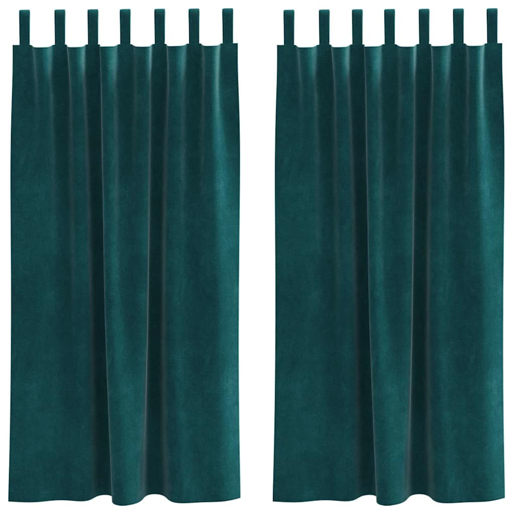 Vidaxx Verdunkelungsvorhänge 2 Stück dunkelgrün 140 x 175 cm Samt