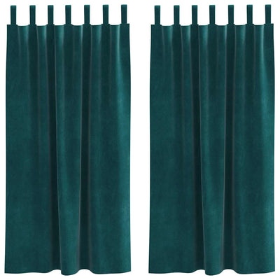 Vidaxx Verdunkelungsvorhänge 2 Stück dunkelgrün 140 x 175 cm Samt