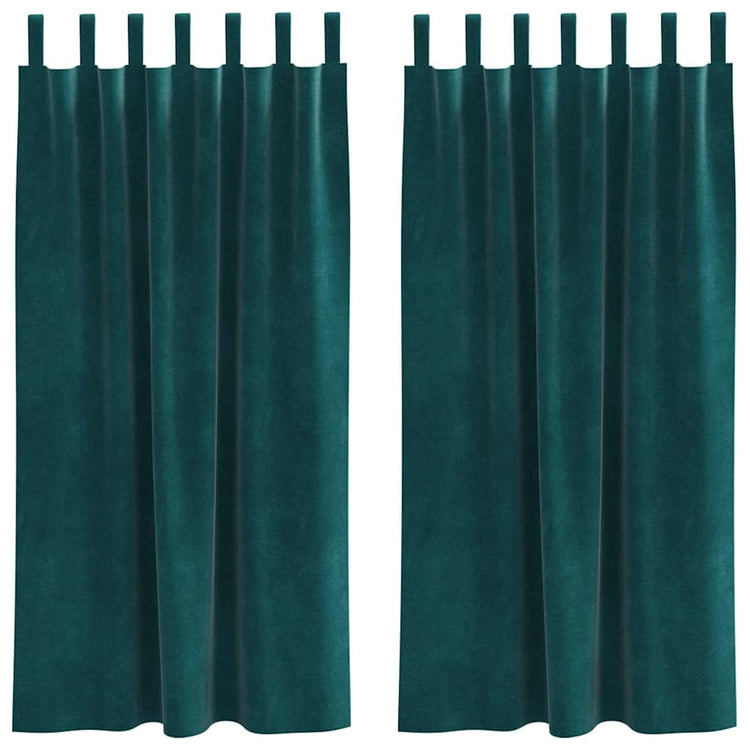 Vidaxx Verdunkelungsvorhänge 2 Stück dunkelgrün 140 x 175 cm Samt