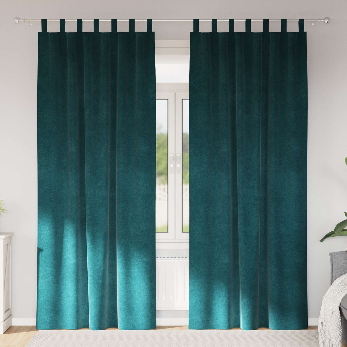 Vidaxx Verdunkelungsvorhänge 2 Stück dunkelgrün 140 x 245 cm Samt