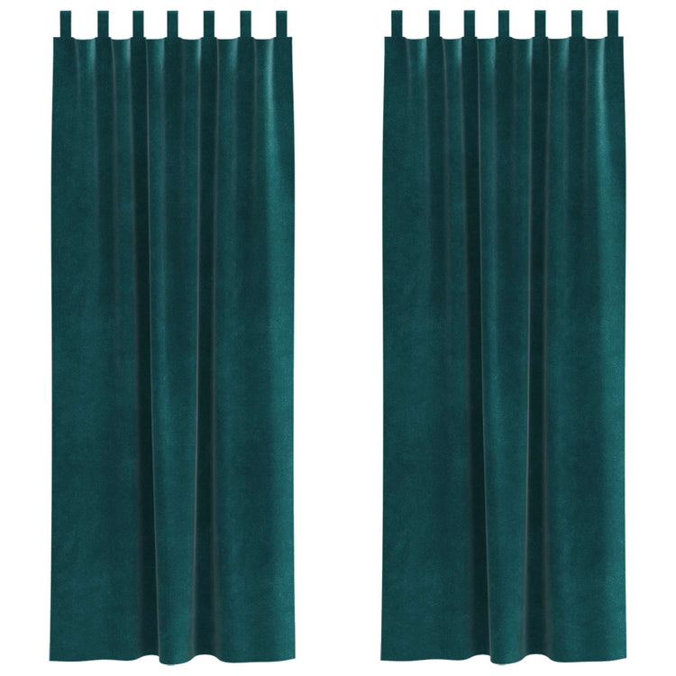 Vidaxx Verdunkelungsvorhänge 2 Stück dunkelgrün 140 x 245 cm Samt