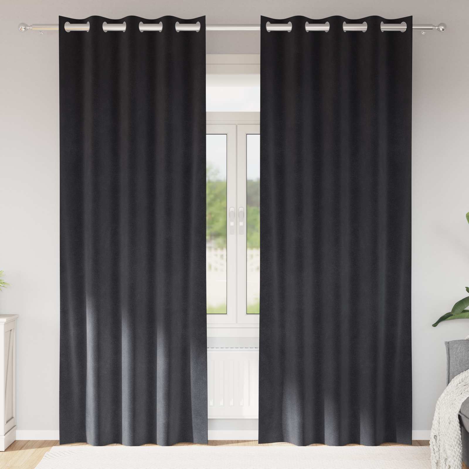 Vidaxl Verdunkelungsvorhänge 2 Stück dunkelgrau 140 x 245 cm Samt