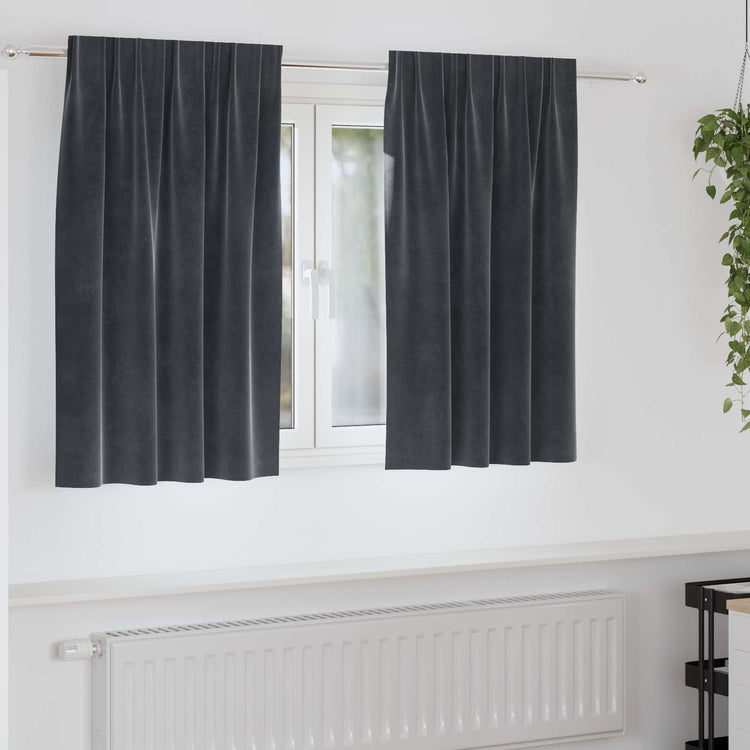 Vidaxl Verdunkelungsvorhänge 2 Stück dunkelgrau 140 x 140 cm Samt