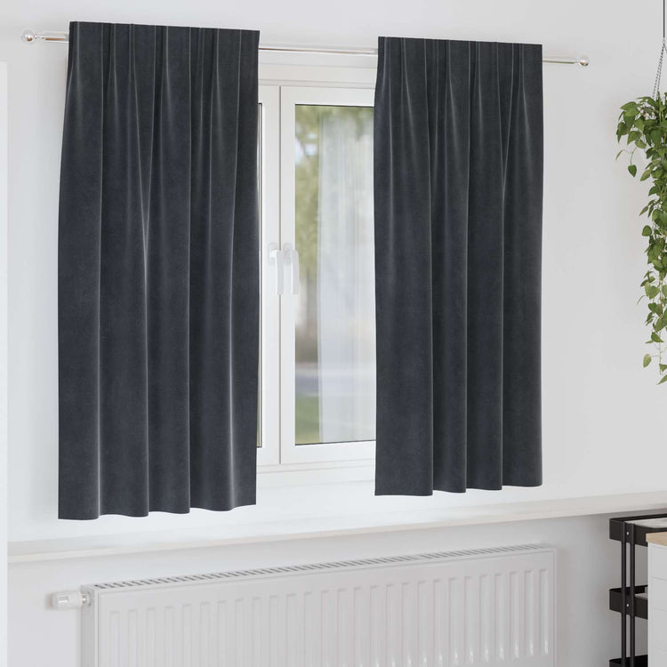 Vidaxl Verdunkelungsvorhänge 2 Stück dunkelgrau 140 x 175 cm Samt