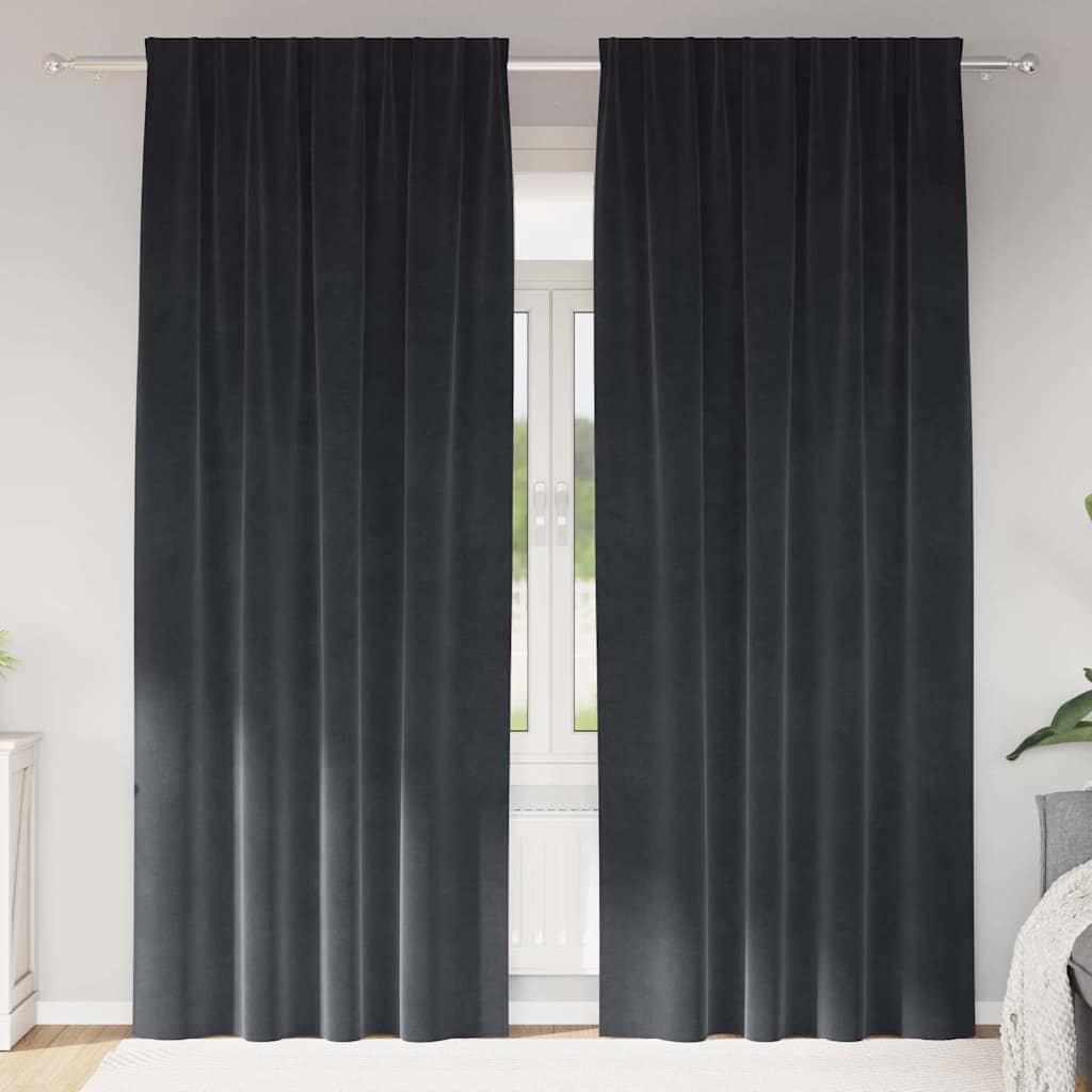Vidaxl Verdunkelungsvorhänge 2 Stück dunkelgrau 140 x 245 cm Samt
