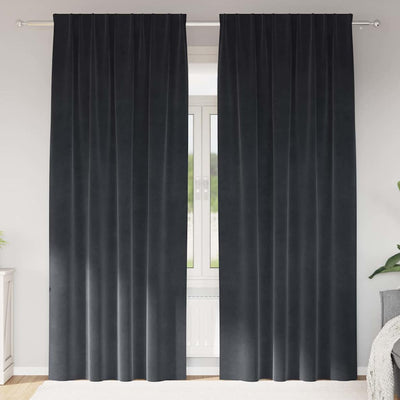 Vidaxl Verdunkelungsvorhänge 2 Stück dunkelgrau 140 x 245 cm Samt