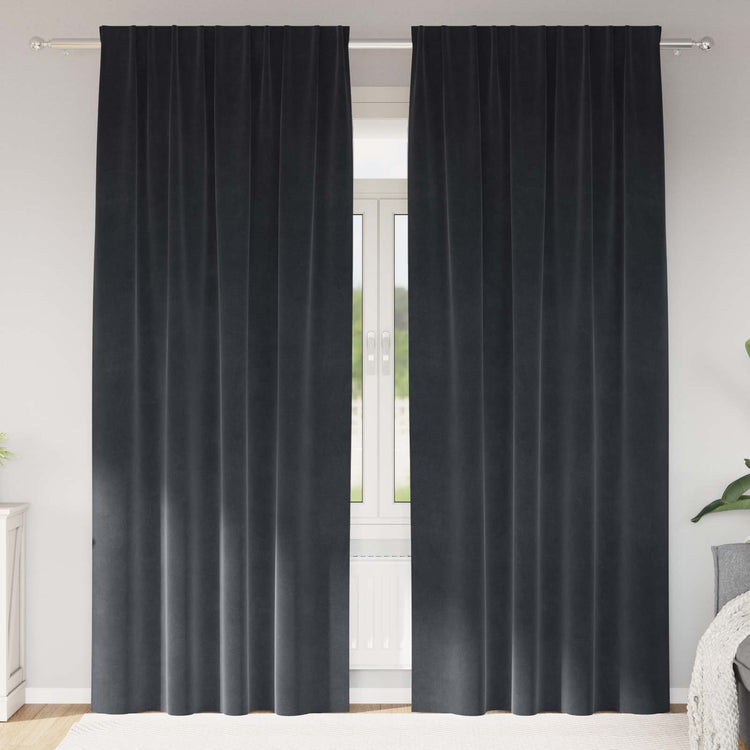 Vidaxl Verdunkelungsvorhänge 2 Stück dunkelgrau 140 x 260 cm Samt