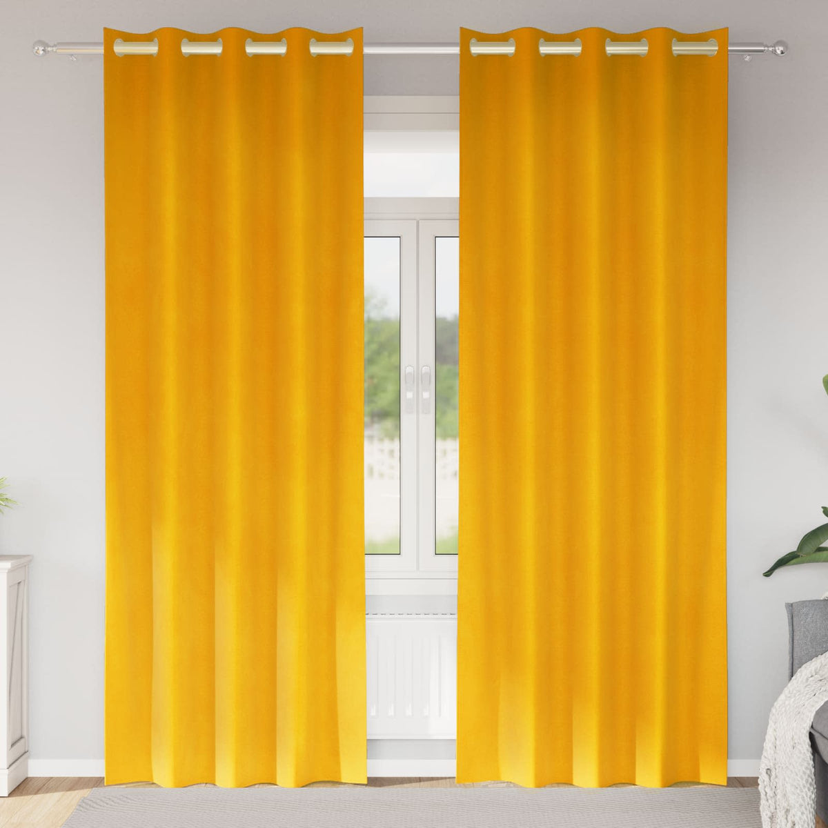 Vidaxl Verdunkelungsvorhänge 2 Stück Senfgelb 140 x 245 cm Samt