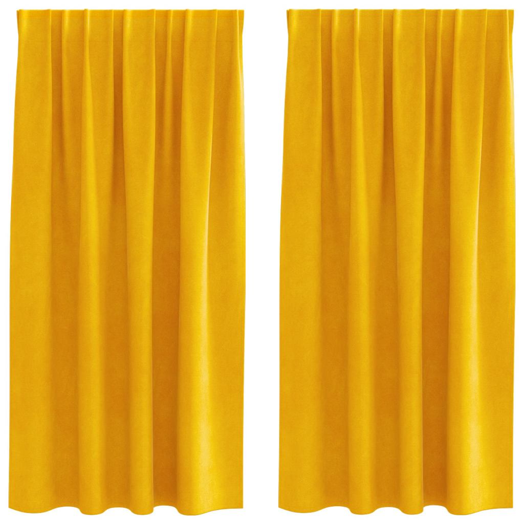 Vidaxl Verdunkelungsvorhänge 2 Stück Senfgelb 140 x 175 cm Samt