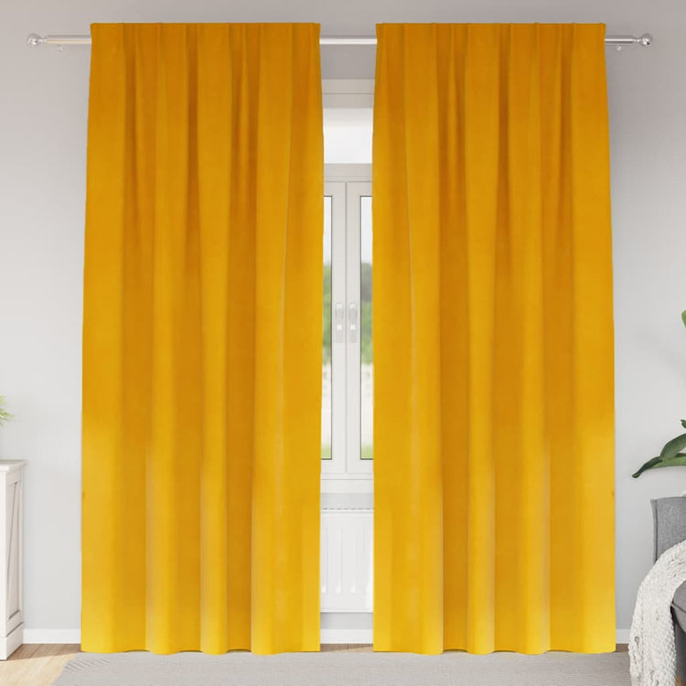 Vidaxl Verdunkelungsvorhänge 2 Stück Senfgelb 140 x 245 cm Samt