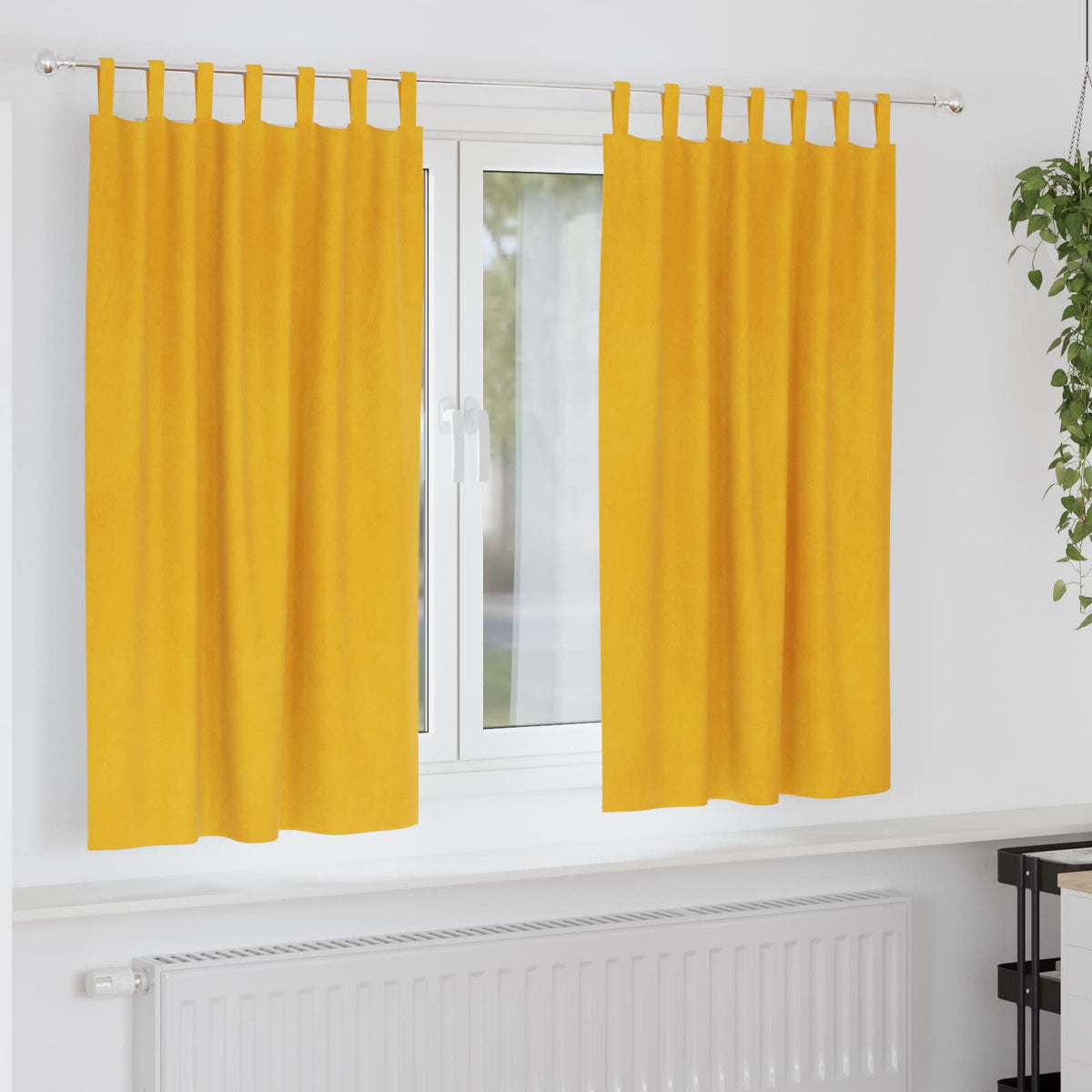 Vidaxl Verdunkelungsvorhänge 2 Stück Senfgelb 140 x 175 cm Samt
