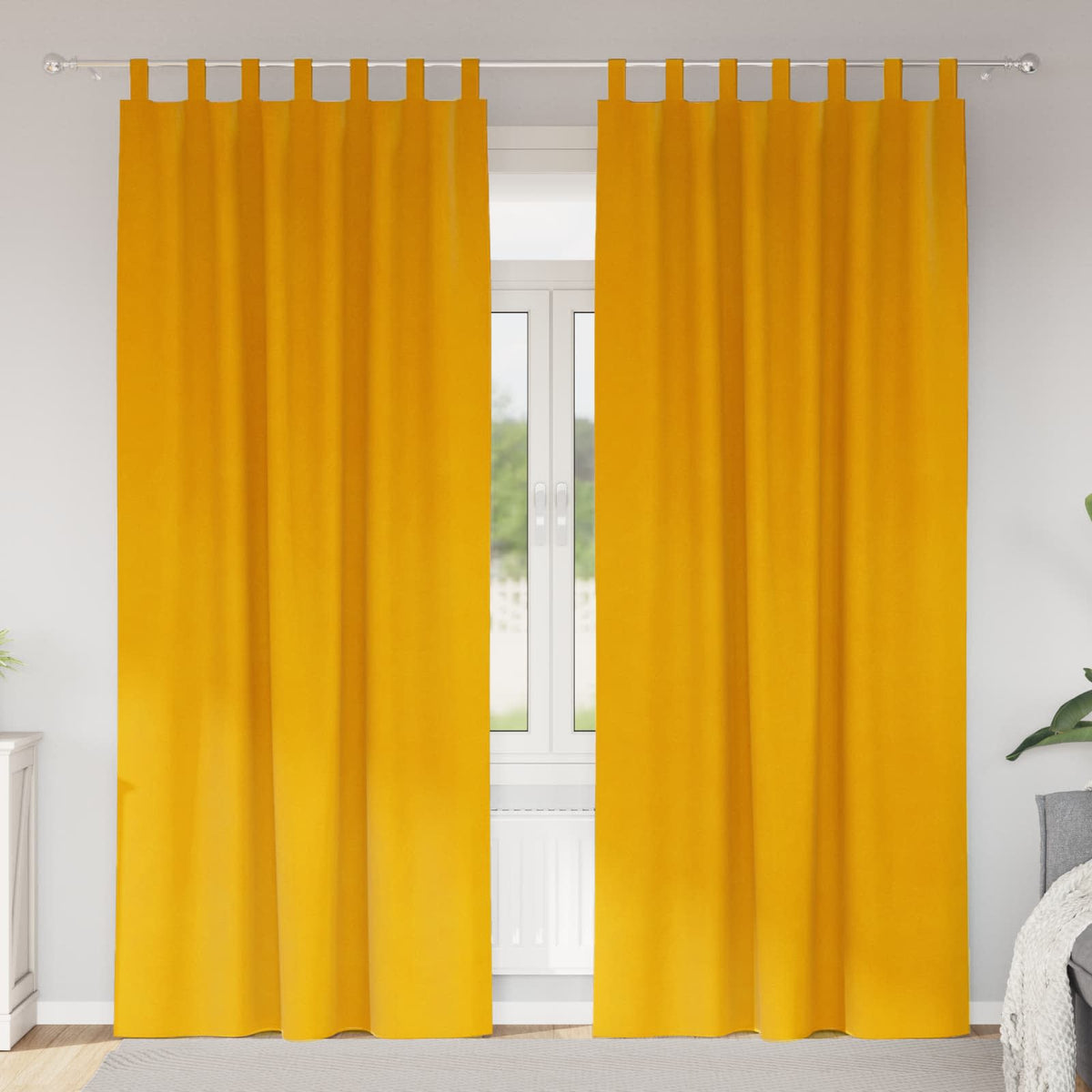 Vidaxl Verdunkelungsvorhänge 2 Stück Senfgelb 140 x 245 cm Samt