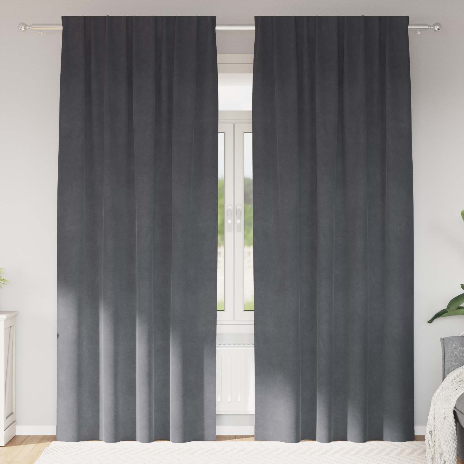 Vidaxl Verdunkelungsvorhänge 2 Stück hellgrau 140 x 225 cm Samt