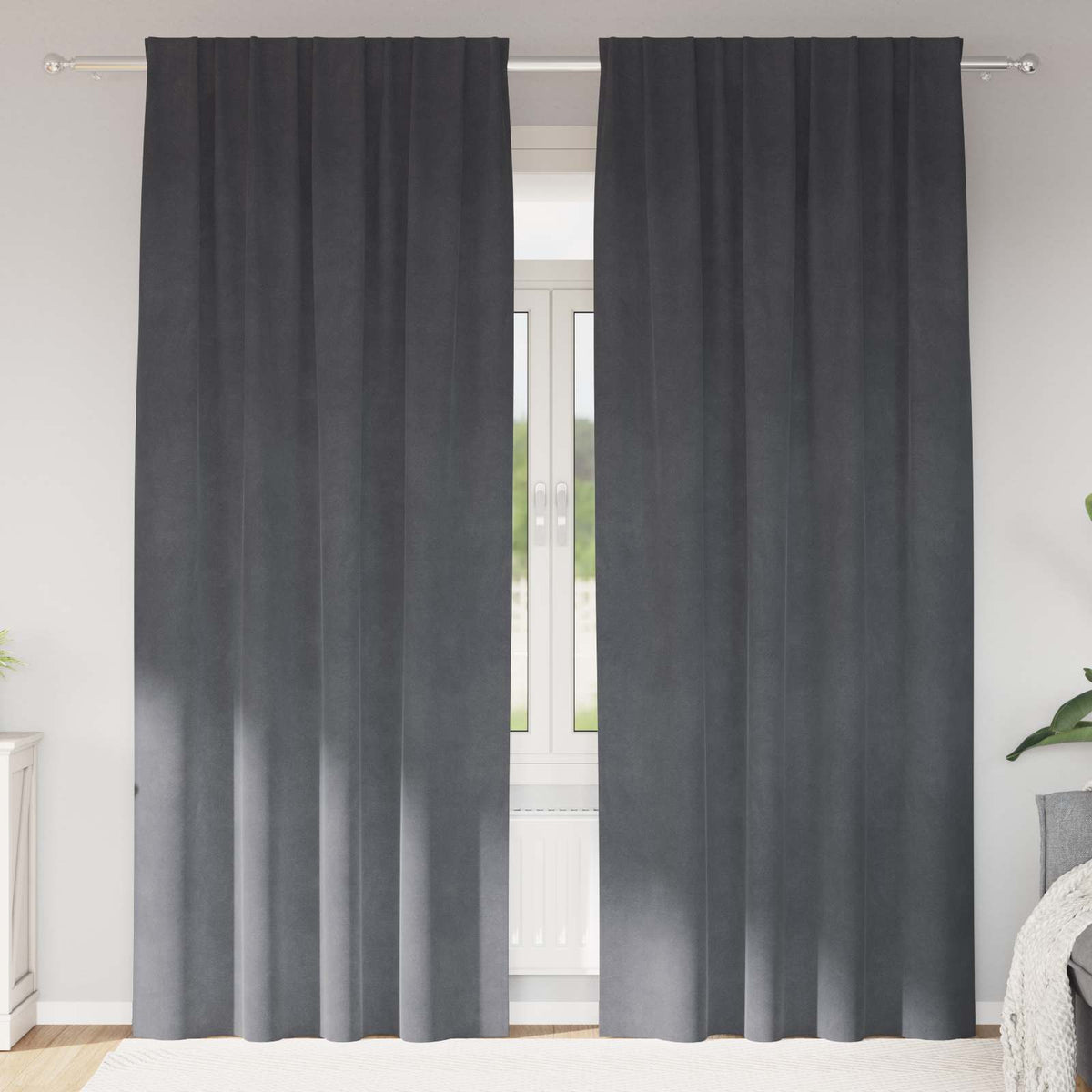 Vidaxl Verdunkelungsvorhänge 2 Stück hellgrau 140 x 245 cm Samt