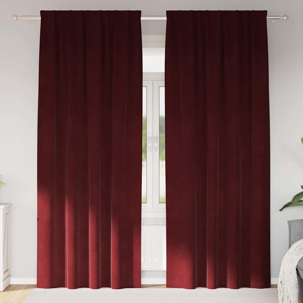 Vidaxl Verdunkelungsvorhänge 2 Stück Weinrot 140 x 225 cm Samt