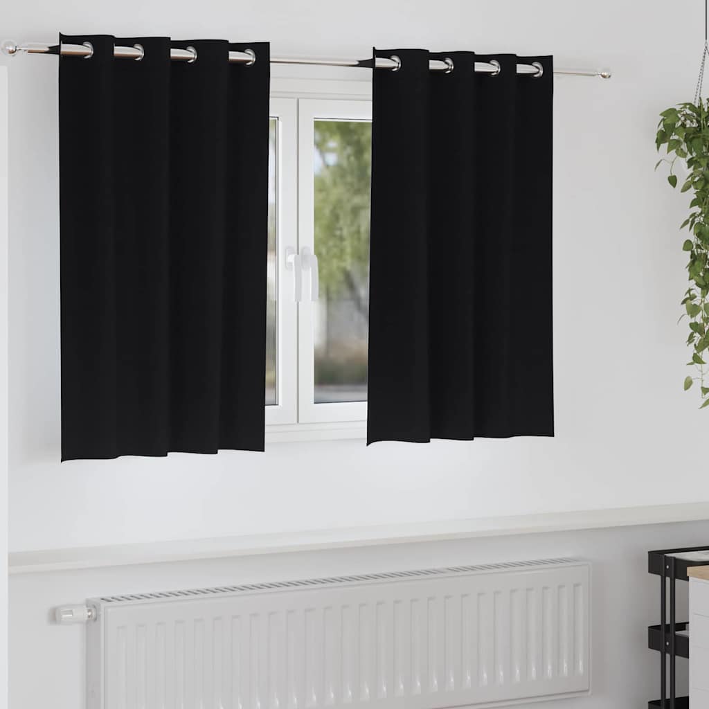 VidaXL Verdunkelungsvorhänge mit Ringen 2 Stück Schwarz 140 x 140 cm